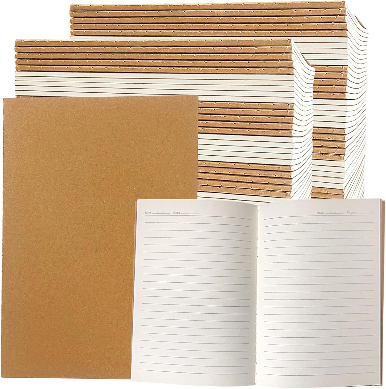 120 Pack Kraft Paper Notebook Journals A5 Journal Softcover Ruled Lined Journals Notebooks Bulk for Adult Students Writing Sketch Travel Journal School Office Supplies